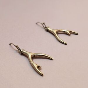 Deer Antler Golden Earrings on Hook